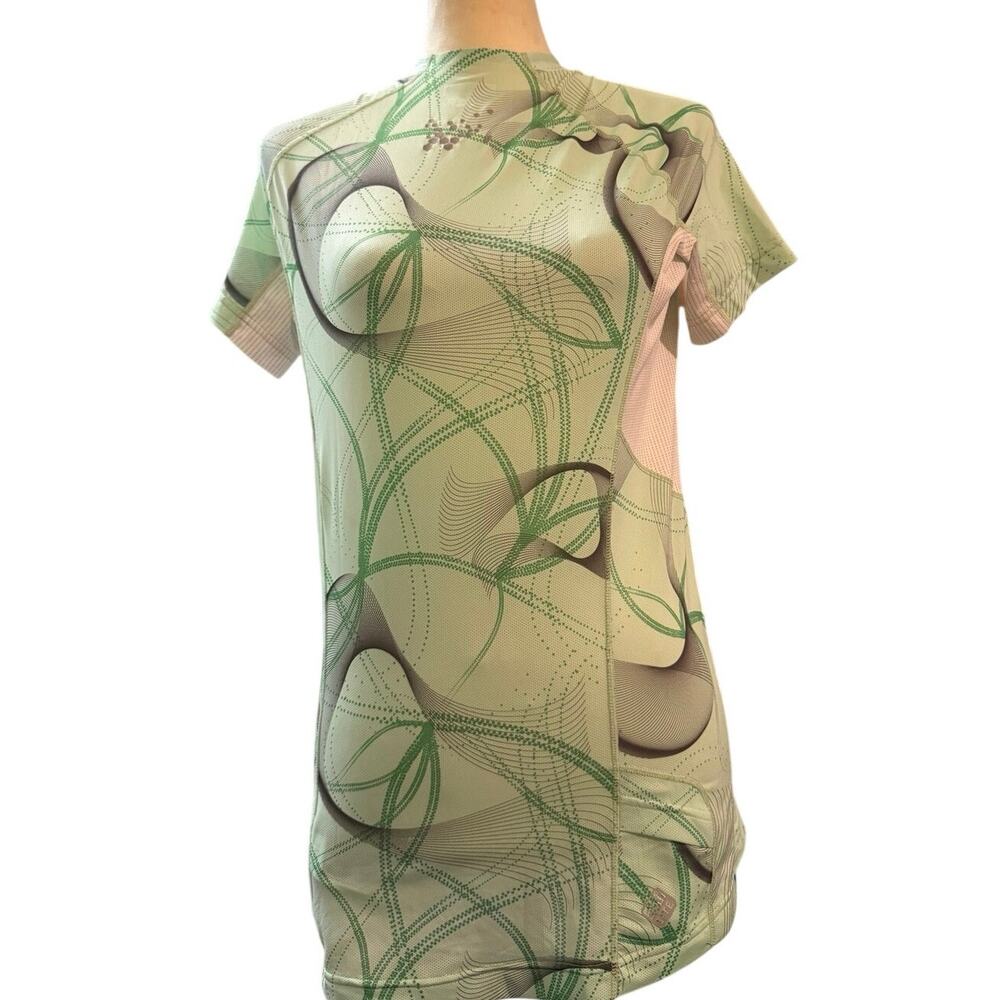 Salomon X-Static Cycling Jersey, Green Abstract 1/4 Zip Activewear, 13+ Medium